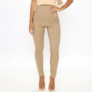 Fashion Nova Venetian High Rise Pants Mocha XL